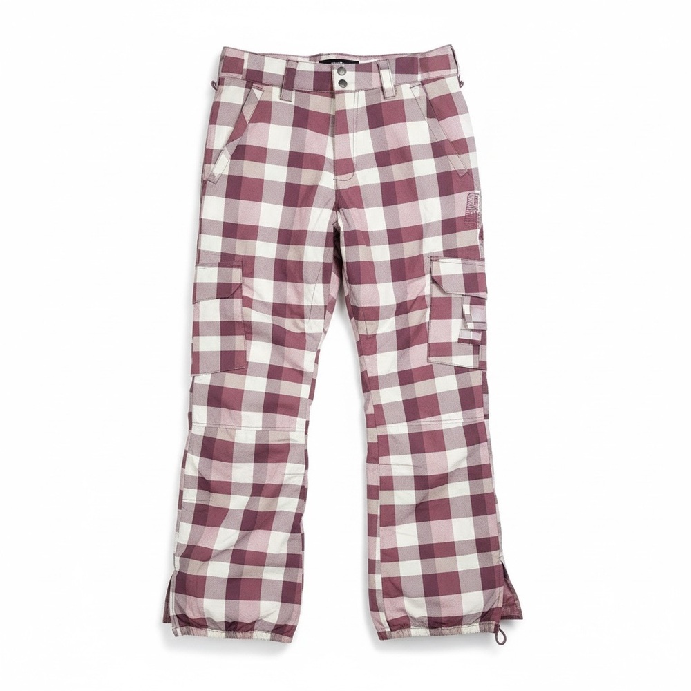Burton Women’s Plaid Snowboard Ski Pants Cargo Snow Pants Purple White Size S